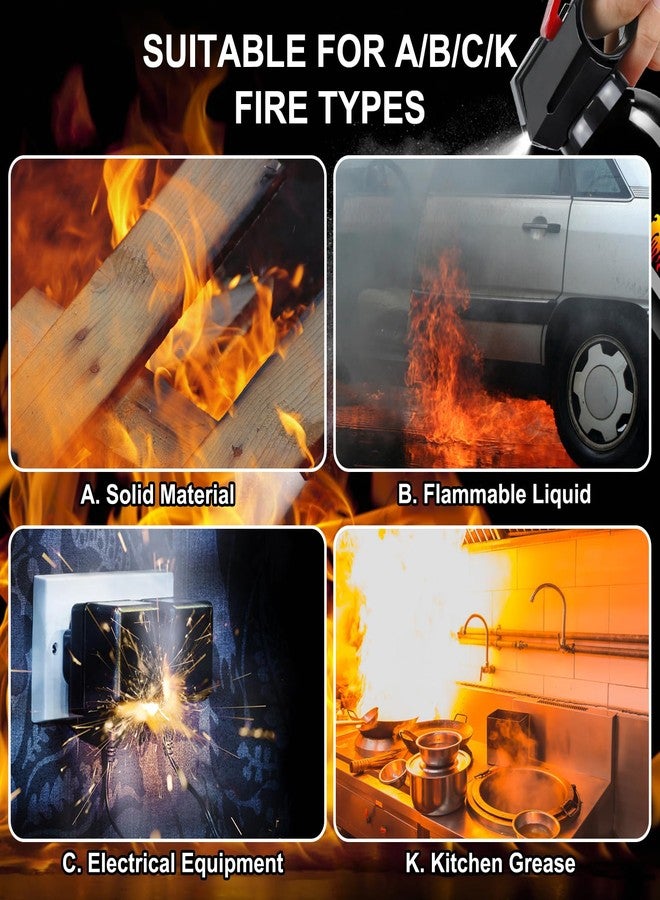 MEINV Fire Extinguisher for Boat - 3 Packs Fire Extinguisher for Home with Mount, 620ml Small House Fire Extinguishers for Kitchen Vehicle Car UTV RV, Portable Water-Based Fire Extinguisher for A/B/C/K Fire - Image 4