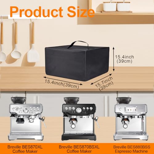 NUENSS-ROR Coffee Maker Cover for Breville Espresso Machine, Heavy Duty Thickened Waterproof Dustproof Protective Cover Case for Breville BES870XL/BES880BSS/BES870BSXL Espresso Machine (Black) - Image 3