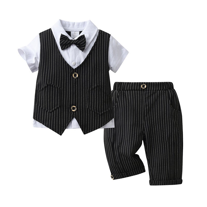 Kids Summer Suit Vest Set Boys Black 