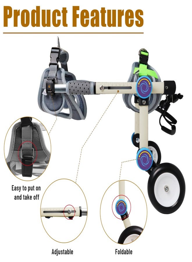 LetPetRun Adjustable Dog Wheelchair for Back Legs Mobility Support Lightweight Pet Wheelchair for Disabled Hind Legs Walking Stable Dog Cart for Pets, X-Small Plus White - Image 4