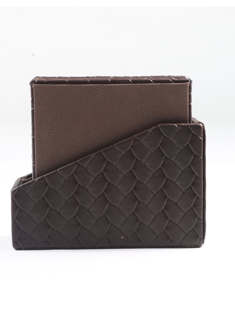 THREE SIXTY Leather Coasters Set of 4 Brown Color - Image 1