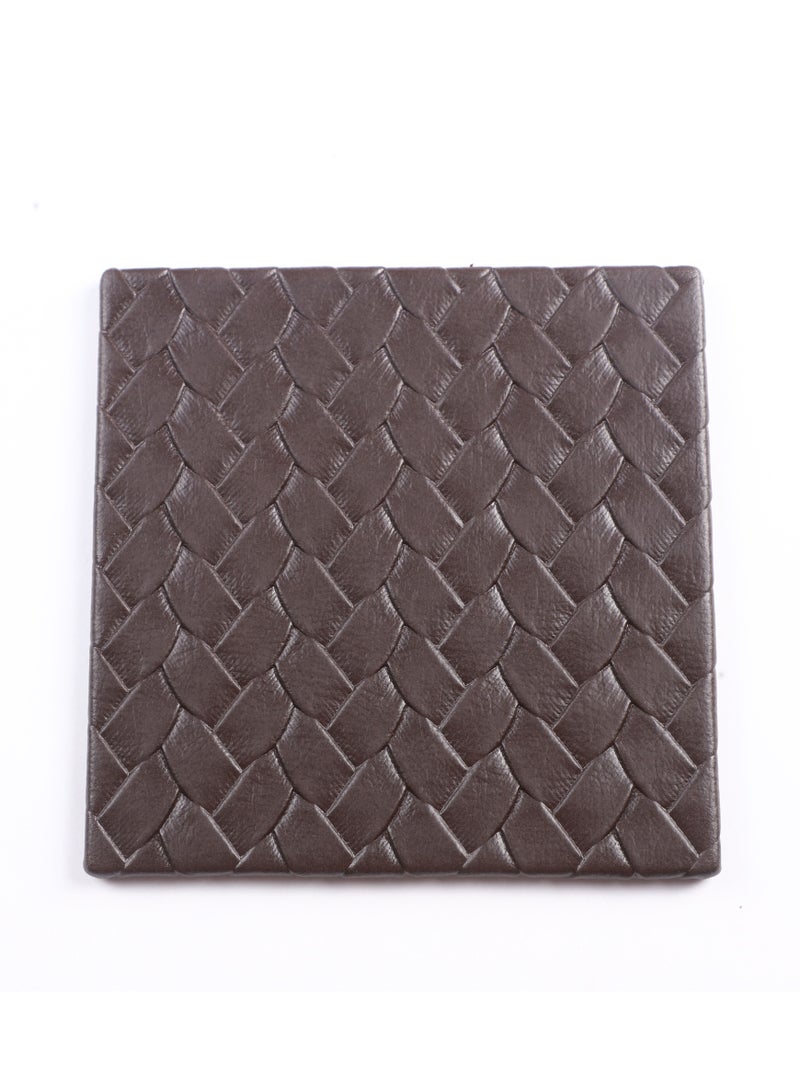 THREE SIXTY Leather Coasters Set of 4 Brown Color - Image 2