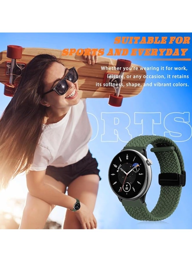 22mm Magnetic Band for Samsung Galaxy Watch 3 45mm/Watch 46mm/Gear S3/Huawei watch GT4 GT3 46MM/Huawei Watch 3/4/GT2E/GT2 Pro/GT GT2 46MM/Amazfit GTR 4/3/3Pro/2/2e, Stretchy Braided Nylon Sport Strap - Image 3