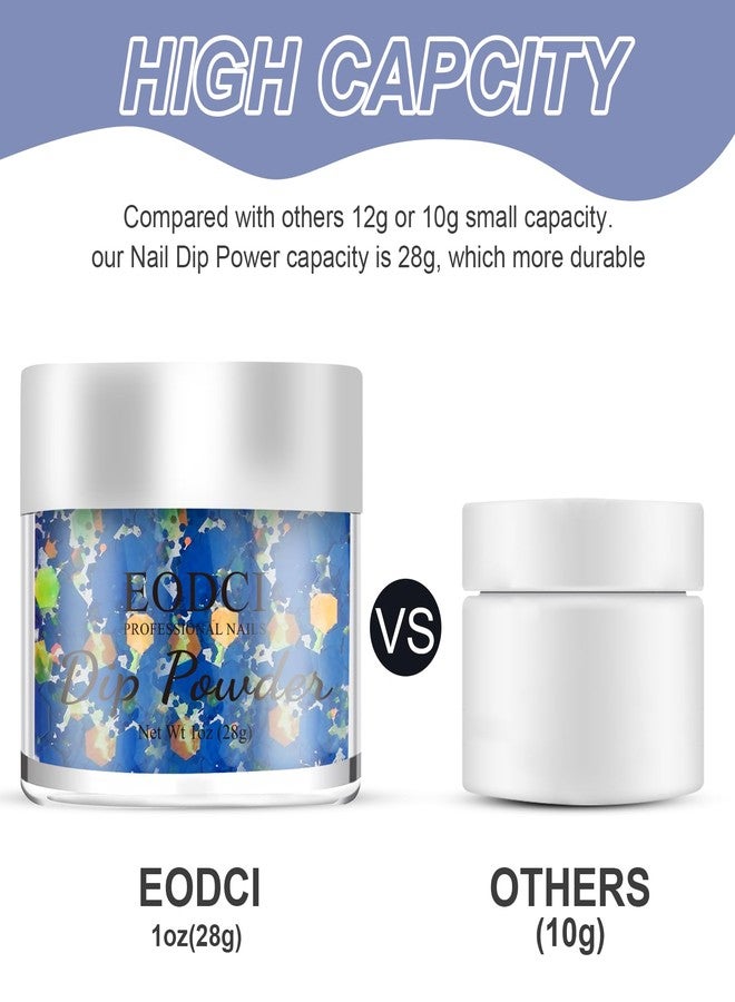 eodci Dopamine Nail Soaking Powder - Blue Glitter Paillette Long Lasting Hexagon Sequins No UV Light Needed - Image 3