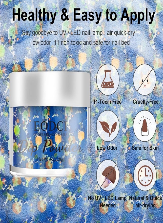 eodci Dopamine Nail Soaking Powder - Blue Glitter Paillette Long Lasting Hexagon Sequins No UV Light Needed - Image 2