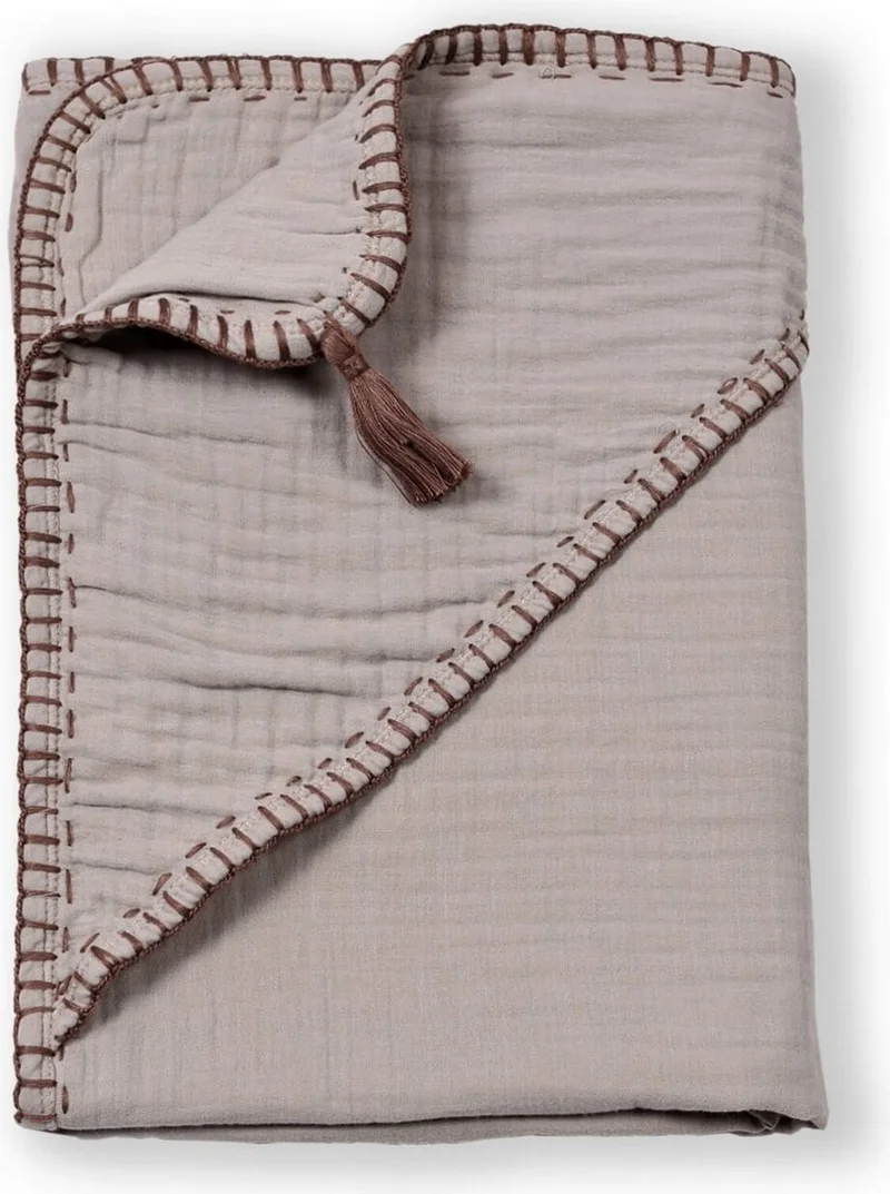 Cigit Cigit Double Layer Handmade Muslin Triangle Towel (Washed) 75X75 cm Mink