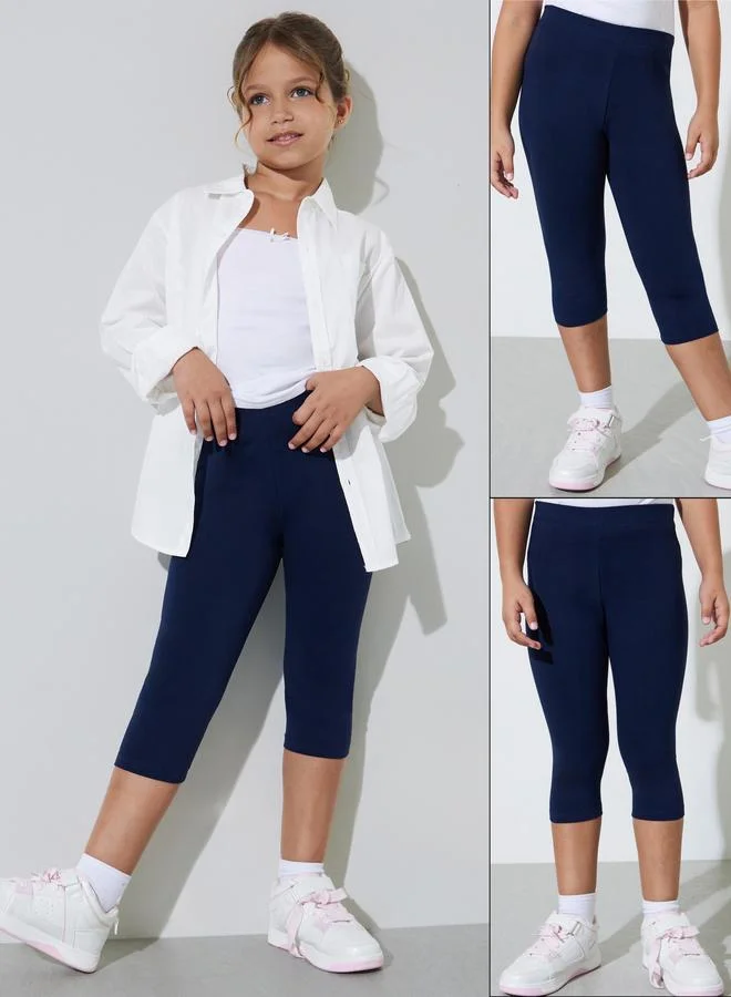 ستايلي Teen Girls Pack of 2 - Cotton Blend Capri Leggings