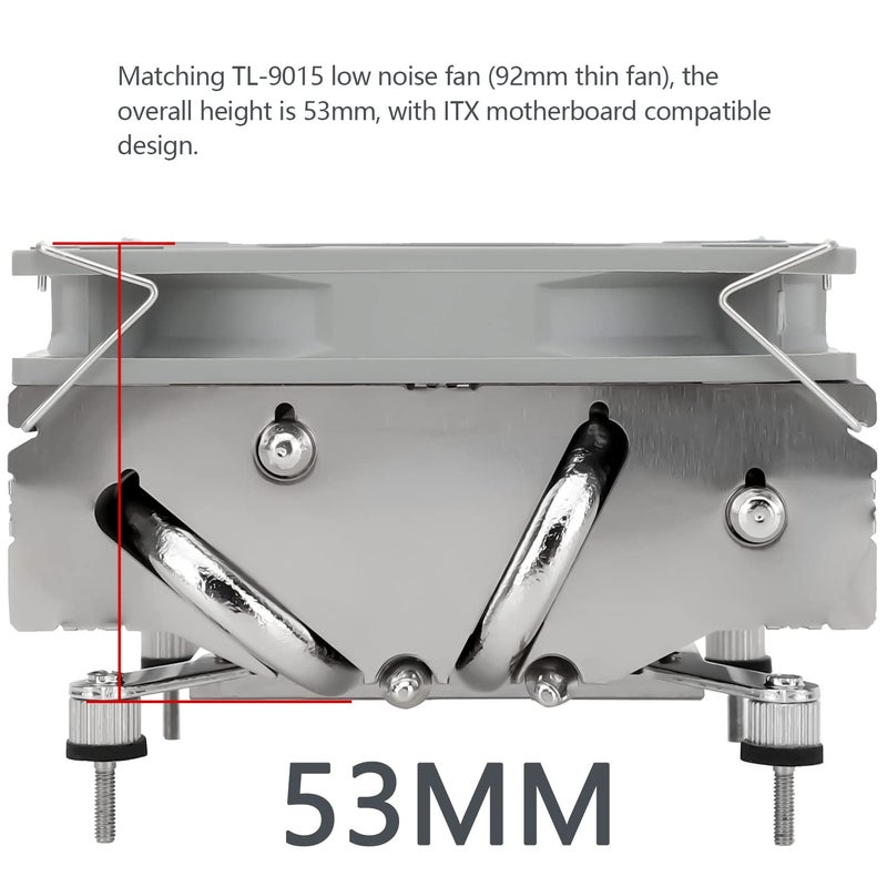 Thermalright AXP-90 X53 Low Profile CPU Air Cooler with Quite 90mm TL-9015 PWM Fan, 4 Heat Pipes, 53mm Height, for AMD AM4/Intel LGA 1150/1151/1155/1851/1200 (AXP-90 X53) - Image 3
