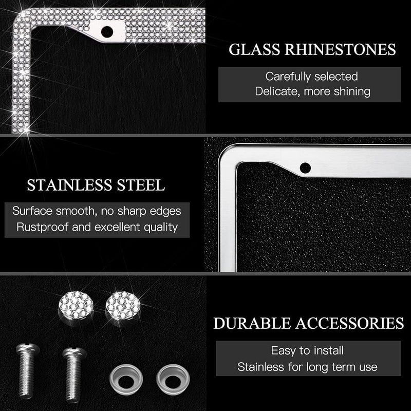 Otostar Bling Rhinestone License Plate Frame with Red Bow - Image 3