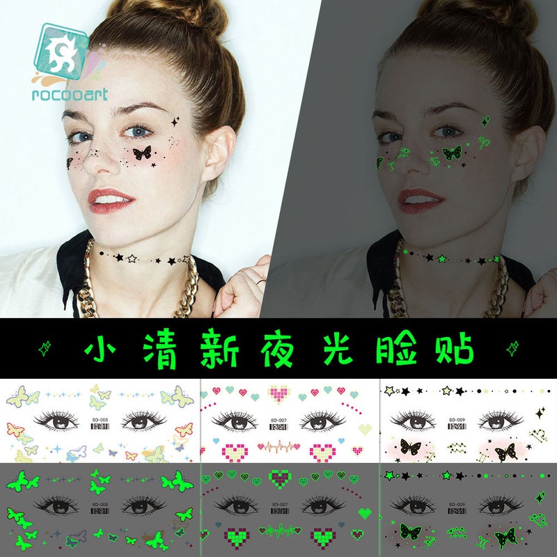 Waterproof Luminous Tattoo Stickers Music Festival Luminous Makeup Face Stickers Tattoostickers - Image 2