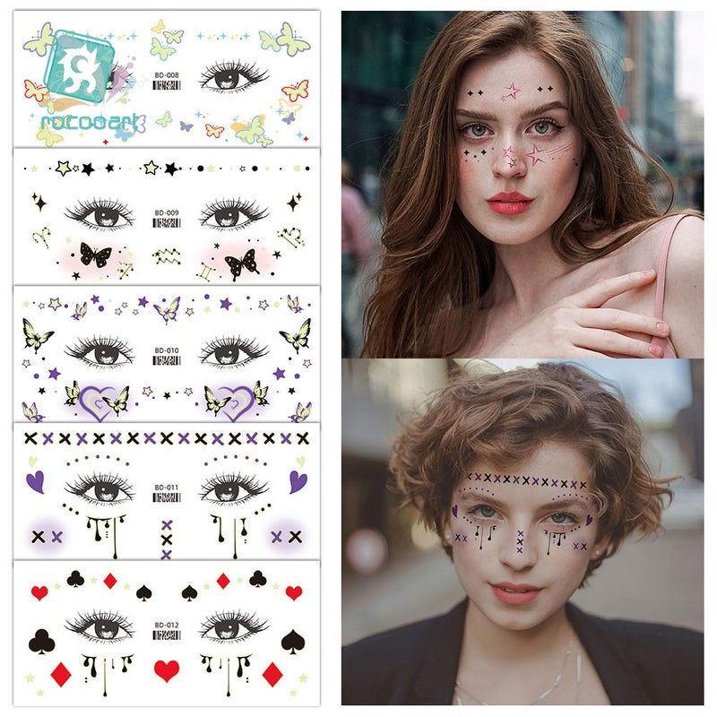 Waterproof Luminous Tattoo Stickers Music Festival Luminous Makeup Face Stickers Tattoostickers - Image 4
