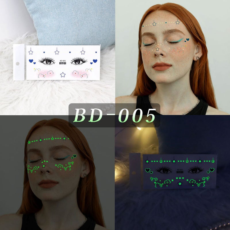 Waterproof Luminous Tattoo Stickers Music Festival Luminous Makeup Face Stickers Tattoostickers - Image 1