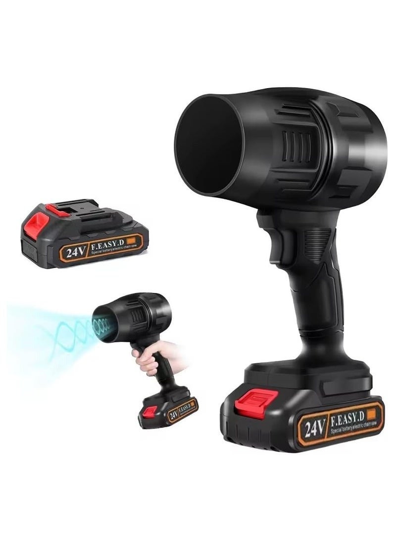 24V Cordless Portable Electric Air Blower - 12000 RPM Turbo Power for Car Cleaning and Drying, Multi-Purpose Air Dryer with Rechargeable Lithium Battery Ideal for Cleaning Dust, Leaves, and Grills - Image 1
