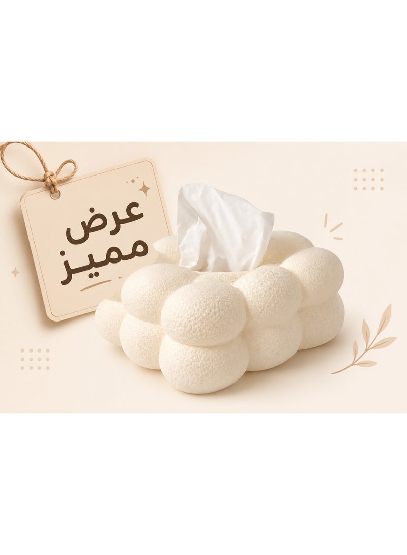 كالدا غطاء علبة مناديل "بابل" (Bubble) من كالدا – حامل مناديل فخاري يدوي الصنع بملمس حجري طبيعي – تصميم سحابي مودرن وبسيط – موزع مناديل حجري فاخر لديكور المنزل والمكتب العصري - Image 2