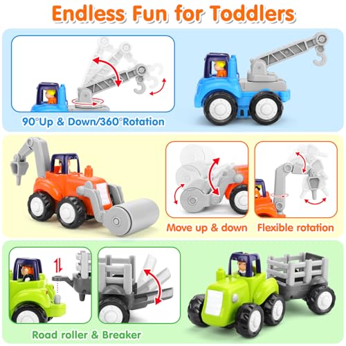 ORWINE Inertia Trucks Toy Cars Early Educational Baby Boy Toys 18 Months Push and Go Cars Gifts for Boys Grils 4PCS Construction Vehicles for Toddler Outdoor Indoor - Image 5