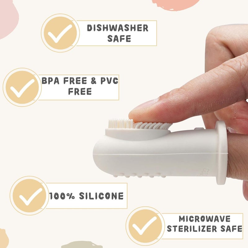 WROPZO Baby Finger Toothbrush Tongue Oral Cleaner Kit Silicone Baby Toothbrush with Suction, 2 Piece (Blush) - Image 2