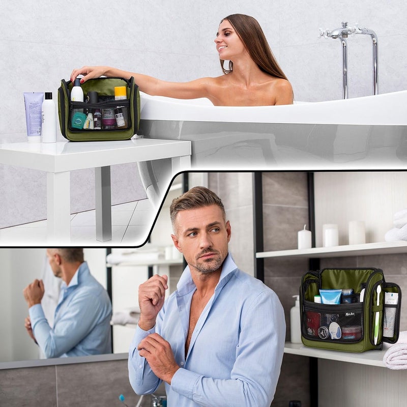 AvaJex Premium Hanging Travel Toiletry Wash Bag for Men and Women - Large Toiletry Organizer - Waterproof Hygiene Bag with Metal Swivel Hook, YKK Zippers and 19 Compartments for Toiletries, Makeup, Cosmetics - Image 3