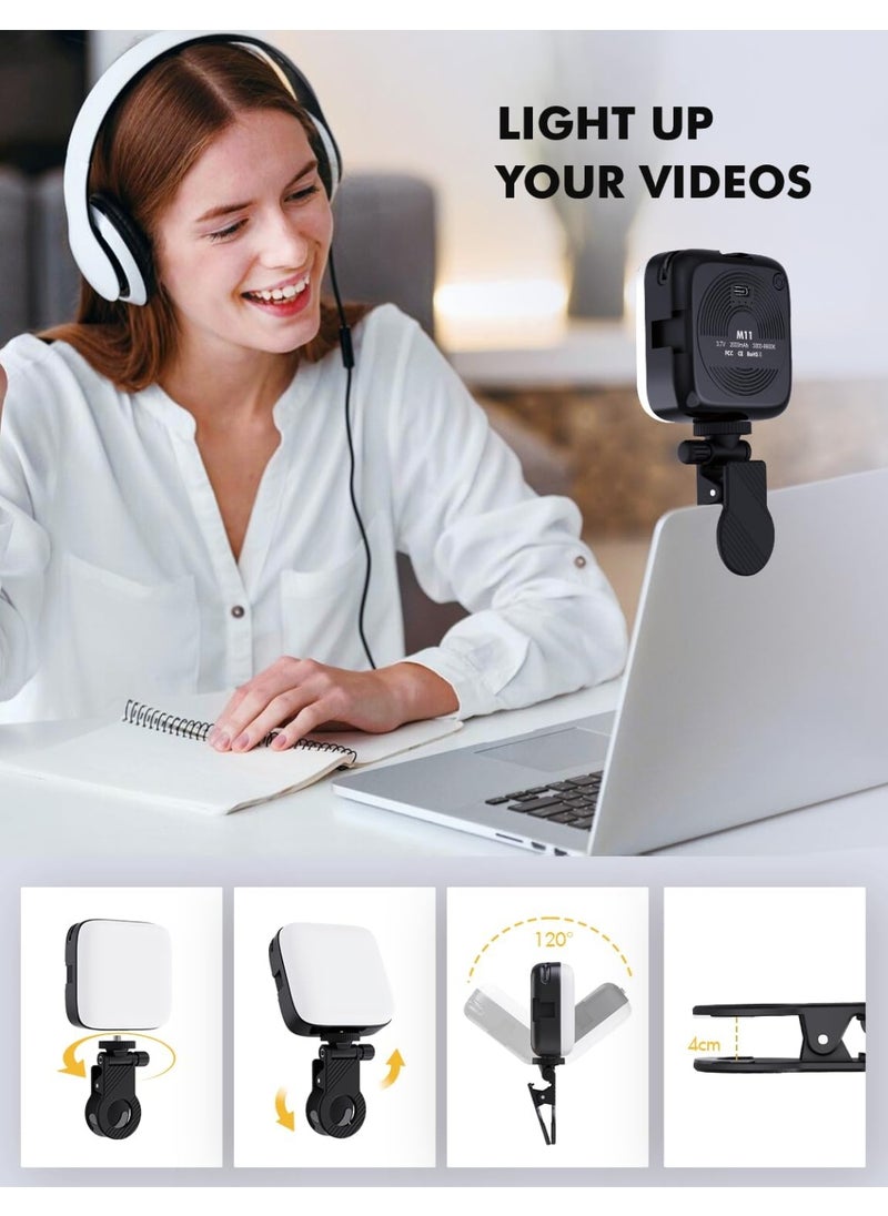 Selfie Light with Clip – 80 LED Dimmable Video Light for Mobile Phones, 3000K-9900K, Built-in Rechargeable Battery, CRI 95+, 3 Light Modes, Portable Camera Light with Cold Shoe Mount