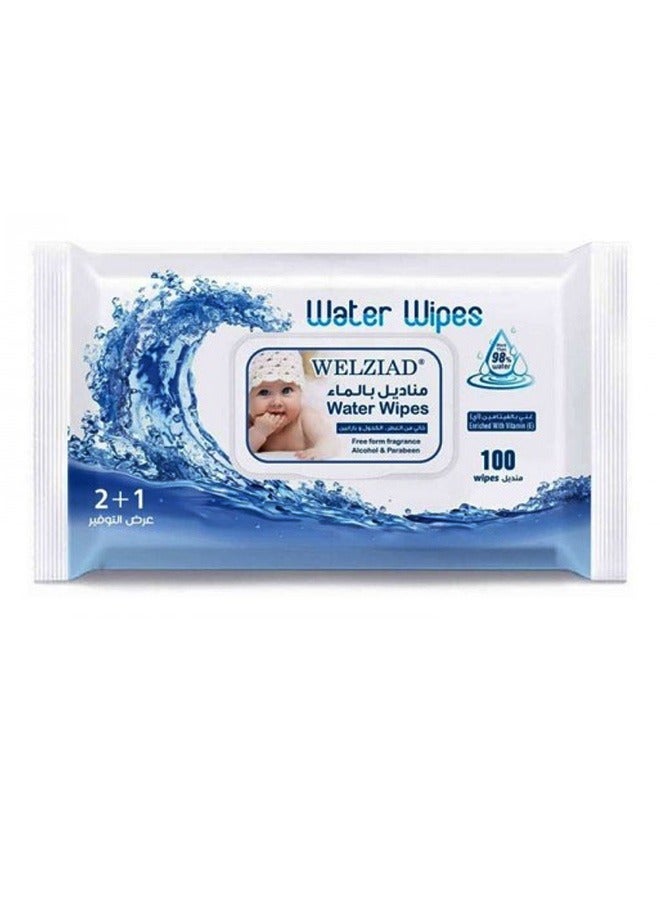 WELZIAD Pack Of 3 Water Wipes With Apple Fruit Extract  3 X 100 Wipes  - Image 2