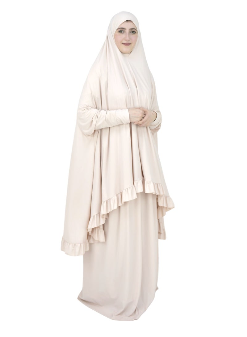 DAMAS COLLECTION Two Piece Islamic prayer dress women with sleeve - Prayer Clothes for Women - Prayer Abaya For women - Jilbab 2 piece, Umrah essentials for women - Prayer set - Image 4