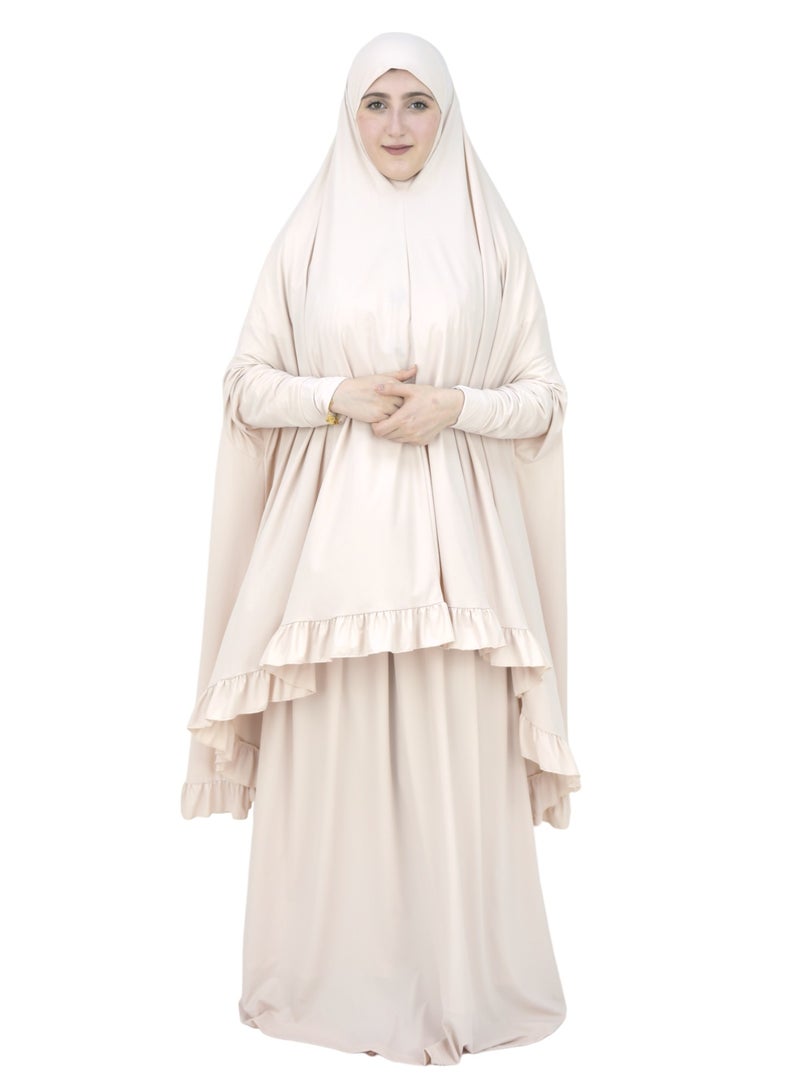 DAMAS COLLECTION Two Piece Islamic prayer dress women with sleeve - Prayer Clothes for Women - Prayer Abaya For women - Jilbab 2 piece, Umrah essentials for women - Prayer set - Image 5