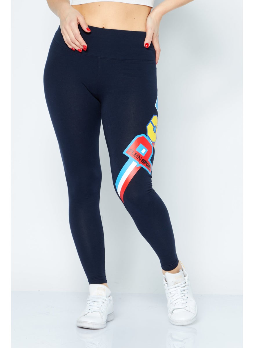 Plein Sport - Women Sportswear Fit Training Leggings, Navy Combo - Image 1