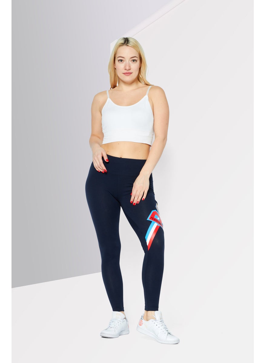 Plein Sport - Women Sportswear Fit Training Leggings, Navy Combo - Image 1