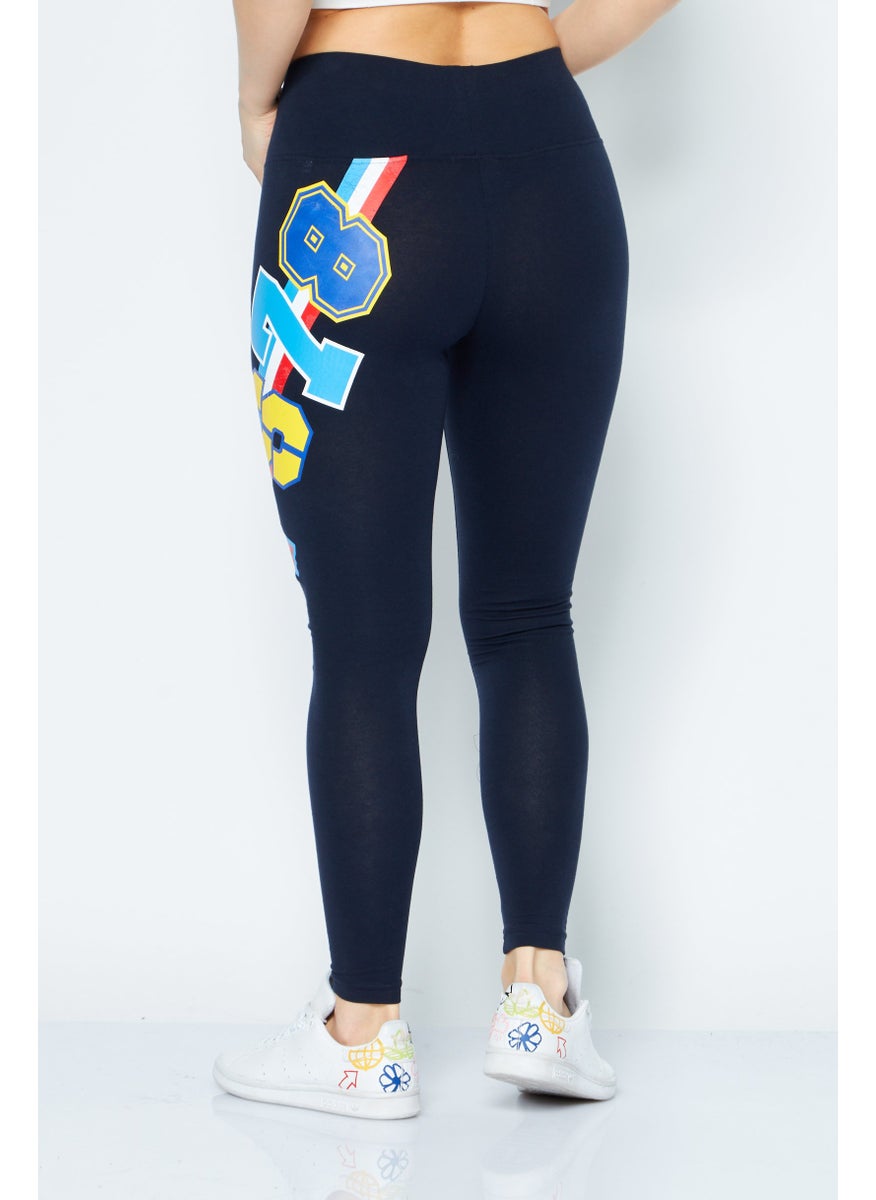 Plein Sport - Women Sportswear Fit Training Leggings, Navy Combo - Image 1