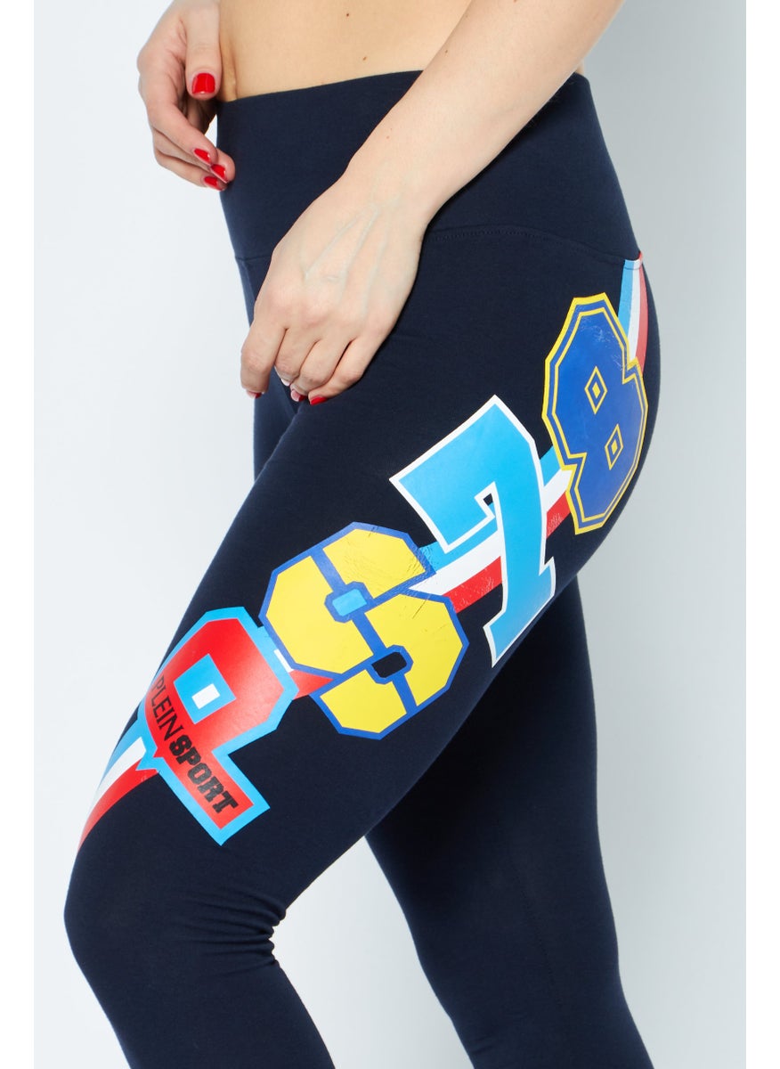 Plein Sport - Women Sportswear Fit Training Leggings, Navy Combo - Image 1