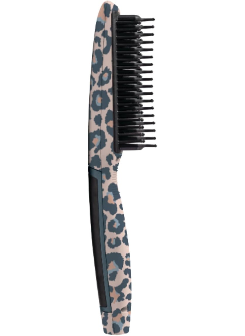 Calista Calista Triangl Pro Heated Detailer Brush Smoothing AntiFrizz Professional Heat Styling Brush BurnFree Firm Bristles Ionic and Ceramic Technology 5 Heat Settings 11 Cheetah 