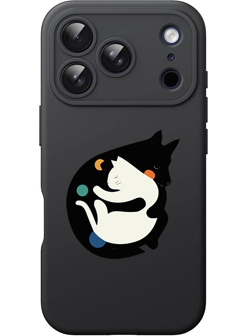 Theodor Protective Slim Fit Case Liquid Silicone Cover with Full Body Protection Anti-Scratch Shockproof Case For Apple iPhone 17 Pro Max (Black) More Hugs - Image 1