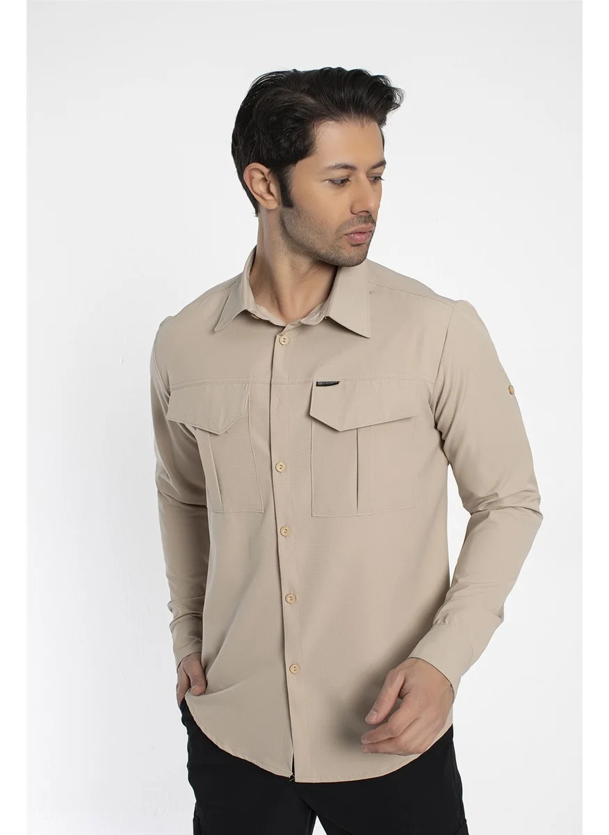 Crozwise Outdoor - Men's Beige Sports Shirt - 7132-02