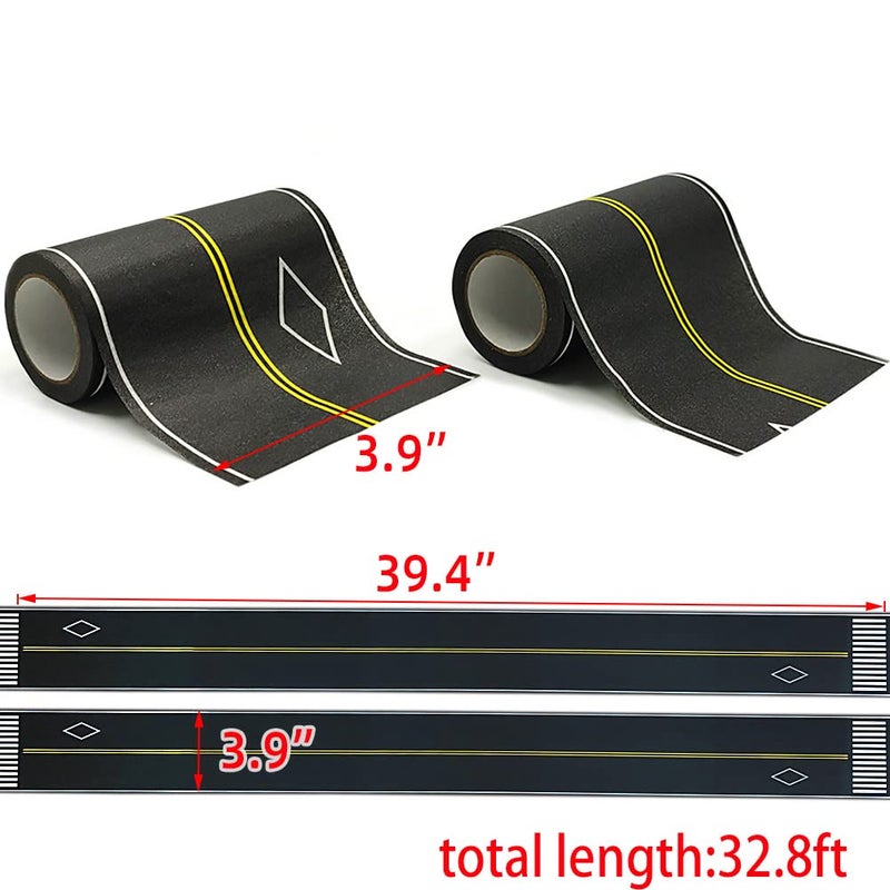 dspitwod Road Tape for Kids Car Toy Road Tape Track Play, Stick to Floors and Table Flat Surface,No Residue, 2-Pack of 3.9 Inch Wide x 32.8 ft Black Tape for Kids Gift - Image 4