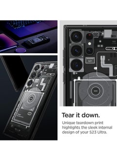 ماركة غير محددة متوافق مع سامسونج جالكسي اس 23 ألترا (Samsung Galaxy S23 Ultra) حافظة هجينة فائقة التصميم (صفر واحد أسود)  - Image 4