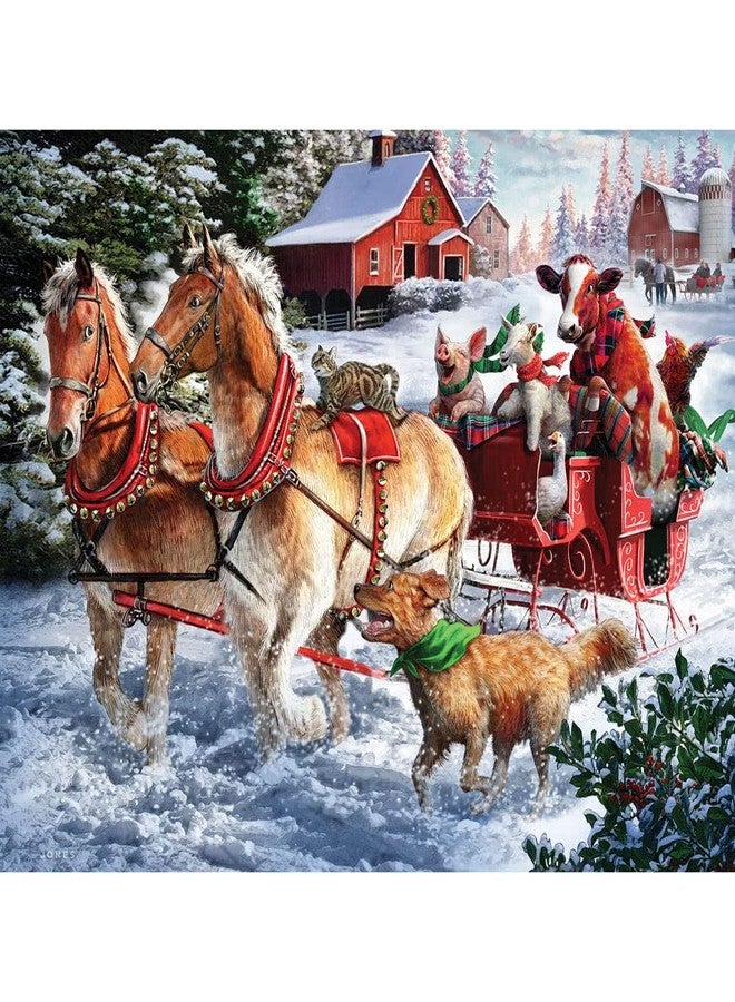 Bits and Pieces – 300 Piece Jigsaw Puzzle for Adults – Taking A Ride - Horse and Buggy, Farm Animal Winter Scene Jigsaw Puzzle by Artist Larry Jones, Completed Puzzle Size: 18" x 24" - Image 2