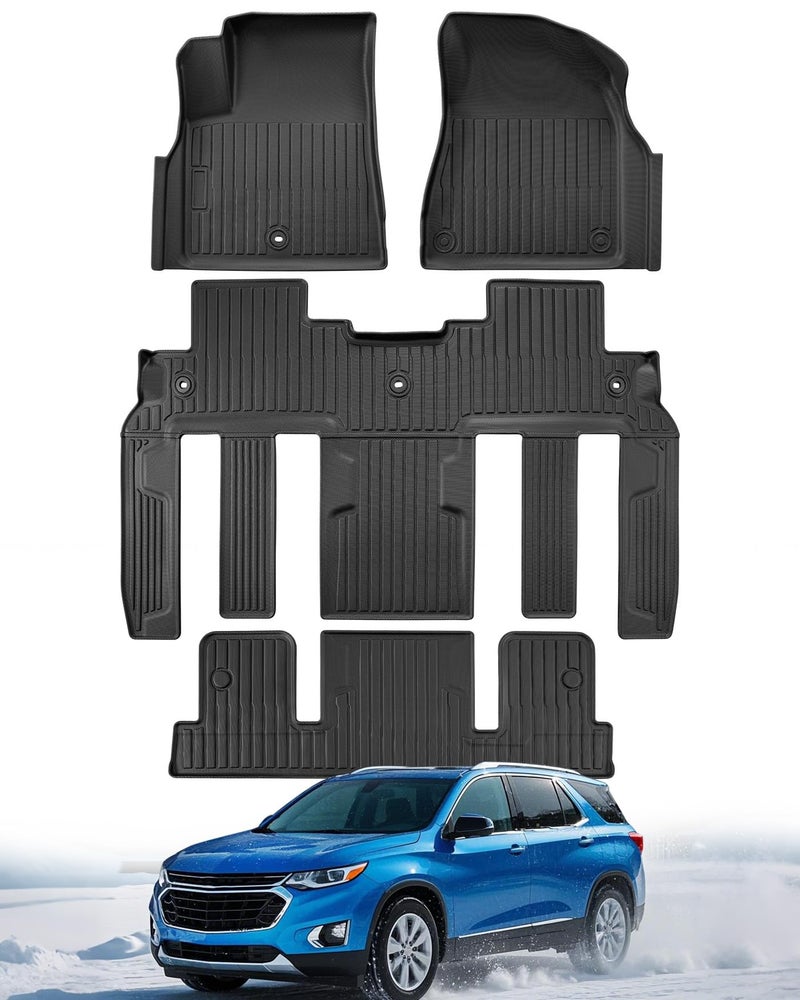 CarQiWireless All Weather Floor Mats Custom Fit for Chevy Traverse 20092017 Only Fits Captains Chairs Front Backseat Row Liners for GMC Acadia 20072017 Full Interior Protection TPE Rubber Car Accessories - Image 3