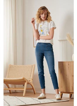 Tchibo Women Slim Fit Washed Stretchable Denim Jeans, Blue  - Image 1