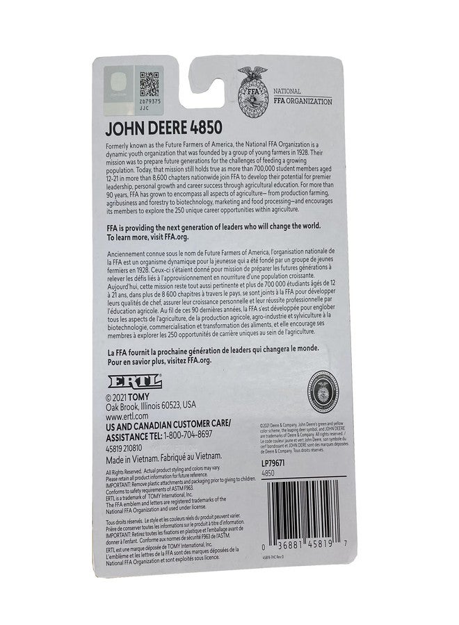 John Deere 1/64 Scale 4850 Tractor with FFA Logo - Image 3