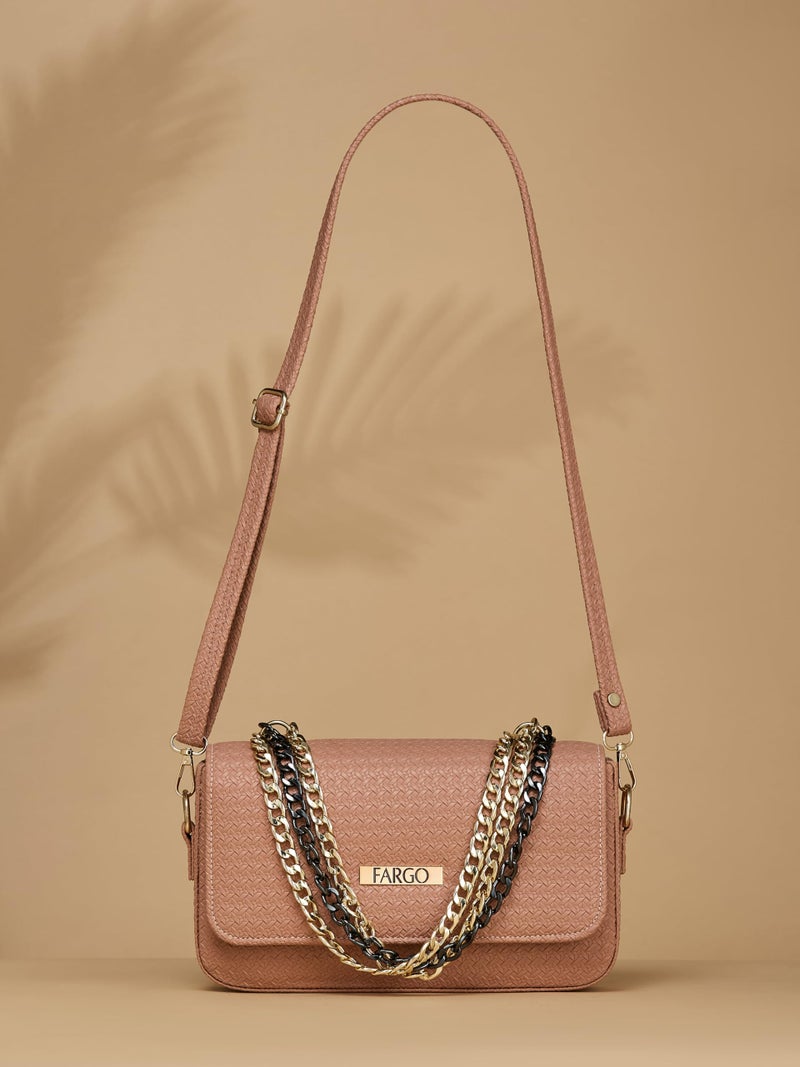Fargo Stylish Textured Sling Bag for Women Ladies purse for women & girls (Pink) - Image 4
