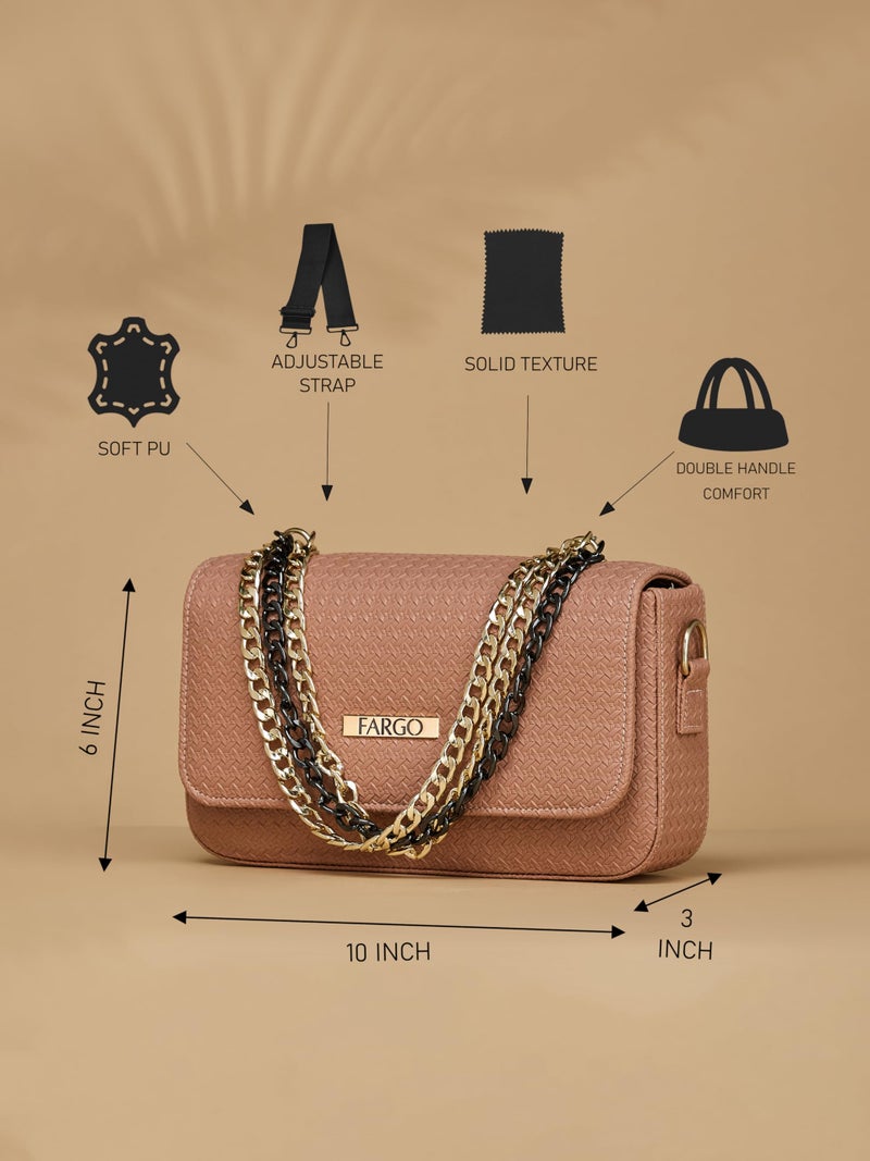 Fargo Stylish Textured Sling Bag for Women Ladies purse for women & girls (Pink) - Image 3