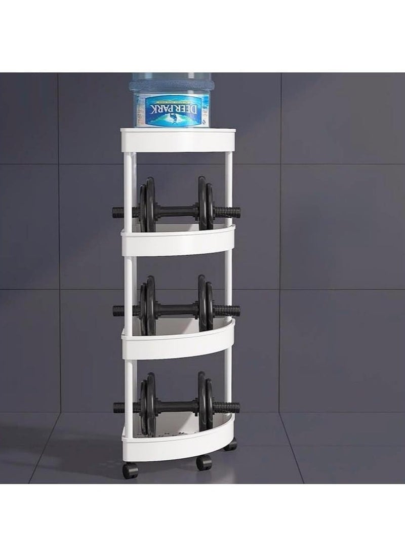 RATSAW - 4-Layer Shower Caddy Corner Shelves Bathroom Shelving Unit Cart with Wheel Plastic Shower Caddy Organizer Shelf Rust Proof Corner Open Storage Cart for Bathroom, Kitchen, Laundry White - Image 1