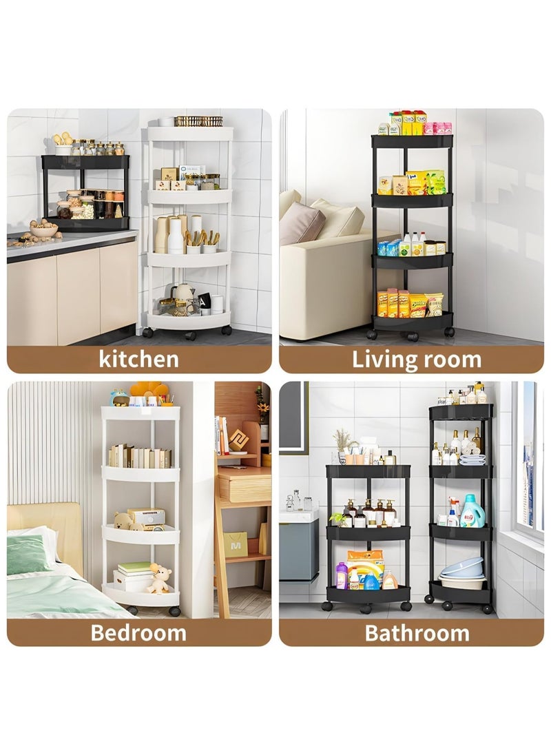 RATSAW - 4-Layer Shower Caddy Corner Shelves Bathroom Shelving Unit Cart with Wheel Plastic Shower Caddy Organizer Shelf Rust Proof Corner Open Storage Cart for Bathroom, Kitchen, Laundry White - Image 1