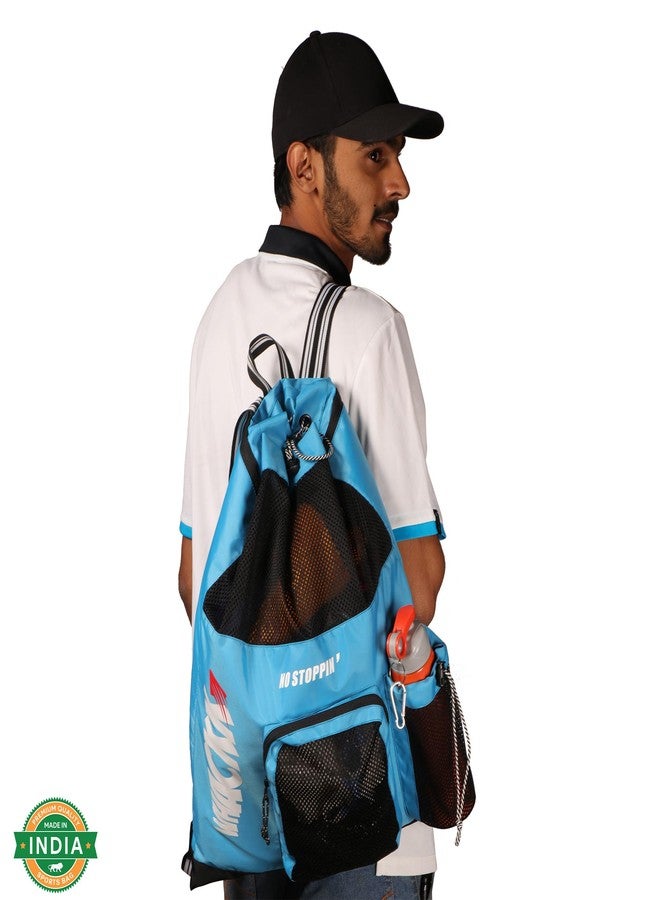 WHACKK Aqua Blue Unisex Swimming Bag |Water Sports |Dry Bags |Wet Pocket |Accessories |Beach Bag |Storage Swim Gym Gears |Drawstring Backpack |Netball Backpack | Pocket for Cap and Goggles - Image 5
