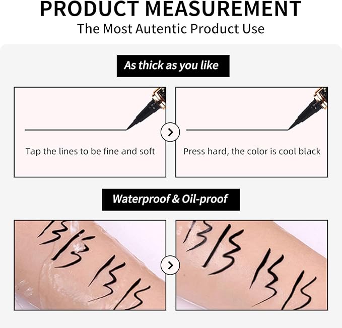 Erinde 2PCS Upgraded Selfadhesive Eyeliner Pencil Eyelash Glue Pen No Magnetic Liquid Eyeliner Pen Eye Liner for Eye Makeup and Wear Normal False Eyelashes Black Clear SET C - Image 5
