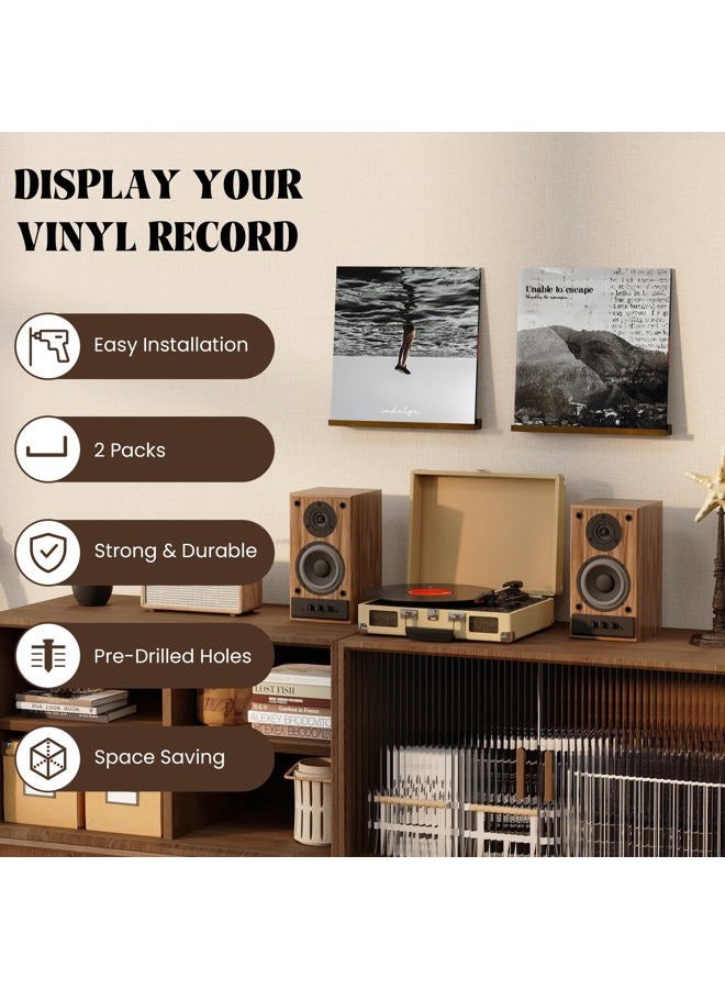 RICHFOCUS Vinyl Wall Mount, 2 Pack Wood Record Shelf, Album Record Holder Display, 12 inch Floating Shelves for Wall, Magazine Rack, Kids Bookshelf for Bedroom, Living Room, Walnut - Image 5