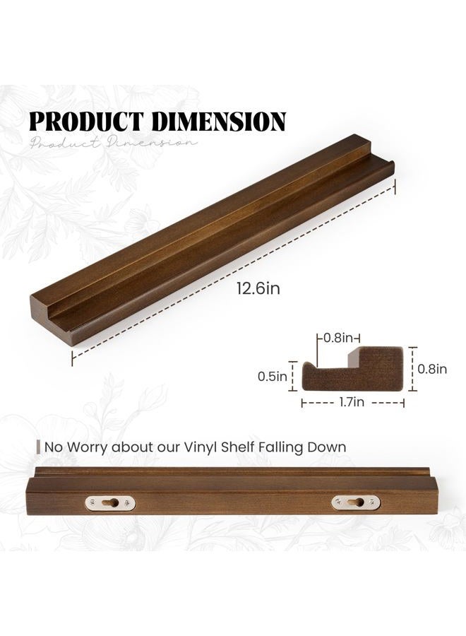 RICHFOCUS Vinyl Wall Mount, 2 Pack Wood Record Shelf, Album Record Holder Display, 12 inch Floating Shelves for Wall, Magazine Rack, Kids Bookshelf for Bedroom, Living Room, Walnut - Image 3