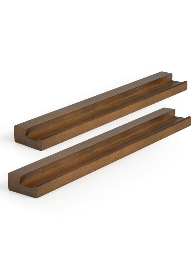 RICHFOCUS Vinyl Wall Mount, 2 Pack Wood Record Shelf, Album Record Holder Display, 12 inch Floating Shelves for Wall, Magazine Rack, Kids Bookshelf for Bedroom, Living Room, Walnut - Image 1