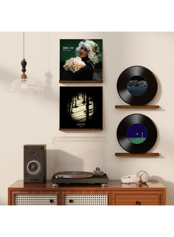 RICHFOCUS Vinyl Wall Mount, 2 Pack Wood Record Shelf, Album Record Holder Display, 12 inch Floating Shelves for Wall, Magazine Rack, Kids Bookshelf for Bedroom, Living Room, Walnut - Image 2