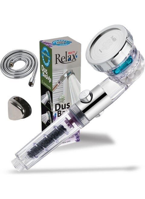Multy Three-Function, Start-Stop Adjustable, Nano-Filter, Economical Shower Head & Set with Hose and Hanger