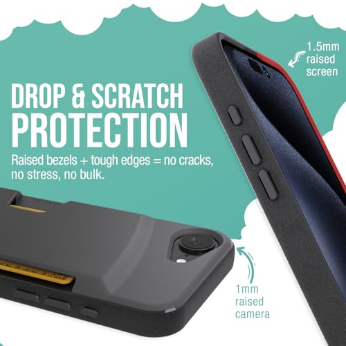 Smartish® iPhone 16e Wallet Case - Wallet Slayer Vol. 1 [Slim + Protective] Credit Card Holder - Drop Tested Hidden Flip Card Slot Cover Compatible w/Apple iPhone 16e 2025 - Black Tie Affair - Image 4